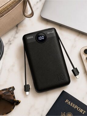 Statik GOHUB 6-in-1 Portable Charger Power Bank Built In Cords Travel Tech
